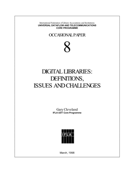 Digital Libraries: Definitions, Issues and Challenges