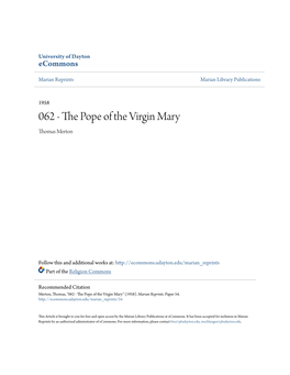 The Pope of the Virgin Mary" Is Indicative of the Contents and of the Tone of the Article