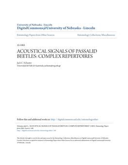 ACOUSTICAL SIGNALS of PASSALID BEETLES: COMPLEX REPERTOIRES Jack C