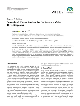 Coword and Cluster Analysis for the Romance of the Three Kingdoms