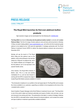 WPIC Royal Mint Press Release