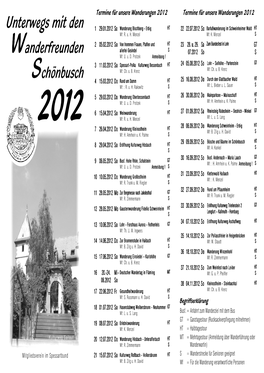 Wanderplan 2012