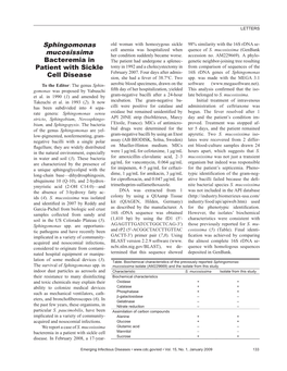 Sphingomonas Mucosissima Bacteremia in Patient with Sickle