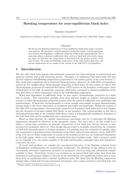 Hawking Temperature for Near-Equilibrium Black Holes 1