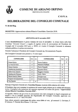 Delibera Consiglio Comunale N. 66