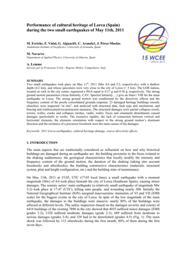 Performance of Cultural Heritage of Lorca (Spain) During the Two Small Earthquakes of May 11Th, 2011