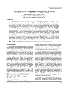 Enamel Defects Frequency in Deciduous Teeth