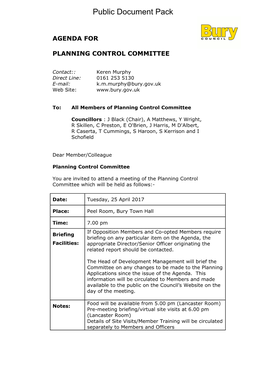 (Public Pack)Agenda Document for Planning Control Committee, 25/04/2017 19:00