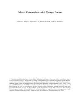 Model Comparison with Sharpe Ratios