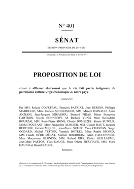 Sénat Proposition De