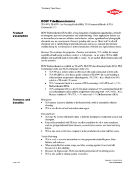 Triethanolamine TEA 99%, TEA 99% Low Freezing Grade (LFG), TEA Commercial Grade, & TEA Commercial LFG