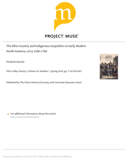 The Ohio Country and Indigenous Geopolitics in Early Modern North America, Circa 1500–1760