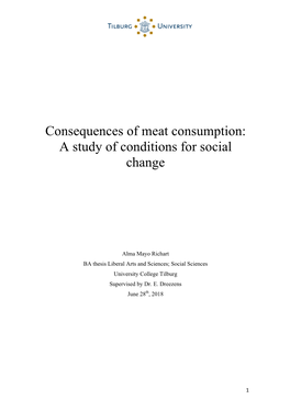 Consequences of Meat Consumption: a Study of Conditions for Social Change