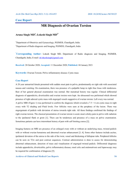 MR Diagnosis of Ovarian Torsion