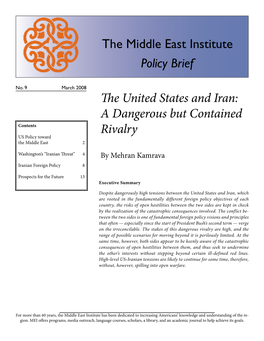 The United States and Iran: a Dangerous but Contained Rivalry, by Mehran Kamrava