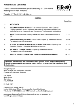 Kirkcaldy Area Committee Public Agenda Pack 27.04.21