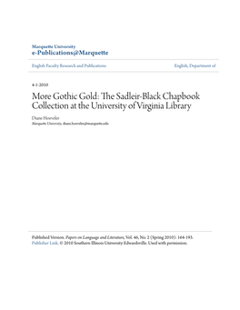 More Gothic Gold: the Sadleir-Black Chapbook Collection at the University of Virginia Library