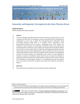 Immunity and Impunity: Corruption in the State-Pharma Nexus