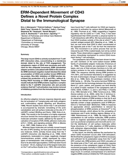 ERM-Dependent Movement of CD43 Defines a Novel Protein Complex Distal to the Immunological Synapse