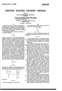 UNITED STATES PATENT OFFICE 2,495,108 ARYL PHOSPHATES of POLY WINY ALCOHOL Gennady M