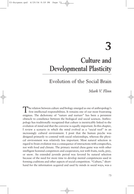 Culture and Developmental Plasticity