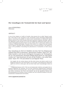 Die Grundlagen Der Normativität Bei Kant Und Spener