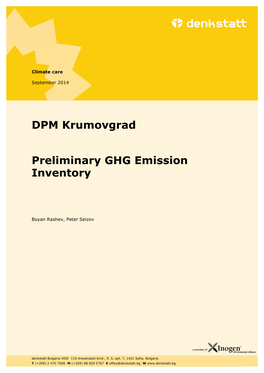 DPM Krumovgrad Preliminary GHG Emission Inventory