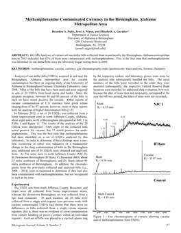 Methamphetamine Contaminated Currency in the Birmingham, Alabama Metropolitan Area