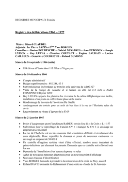 REGISTRES MUNICIPAUX Extraits