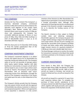 Aa4p Quarterly Report the Company Company