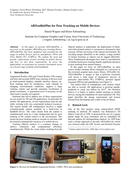 Artoolkitplus for Pose Tracking on Mobile Devices