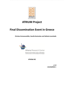 ATRIUM Project Final Dissemination Event in Greece