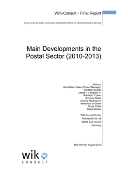 Main Developments in the Postal Sector (2010-2013)
