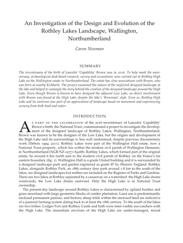 An Investigation of the Design and Evolution of the Rothley Lakes Landscape, Wallington, Northumberland