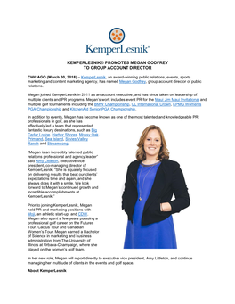 Kemperlesnik® Promotes Megan Godfrey to Group Account Director