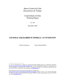 General Equilibrium Models: an Overview