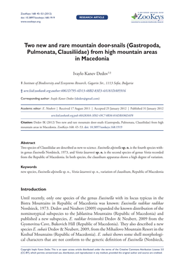 Gastropoda, Pulmonata, Clausiliidae)