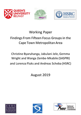 Findings from Fifteen Focus Groups in the Cape Town Metropolitan Area