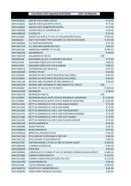 Cost Sheet 1125, Expected 21/07/2016. O/R = on Request