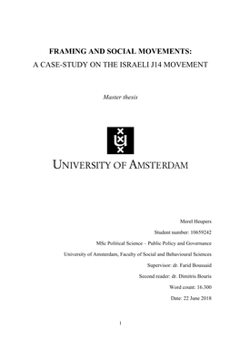 Framing and Social Movements: a Case-Study on the Israeli J14 Movement