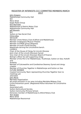 Register of Interests Ccc Committee Members March