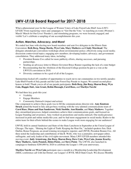 LWV-LF/LB Board Report for 2017-2018