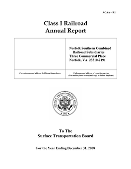 Class I Railroad Annual Report