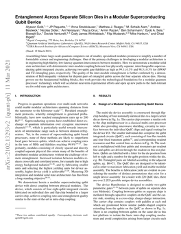 Arxiv:2102.13293V2 [Quant-Ph] 11 Mar 2021 Sembly, Higher Device Yield Is Achievable27,28