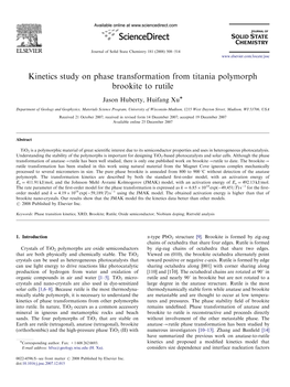 Kinetics Study on Phase Transformation from Titania Polymorph Brookite to Rutile