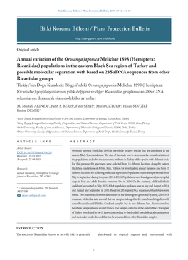 Bitki Koruma Bülteni / Plant Protection Bulletin, 2019, 59 (4) : 11-19