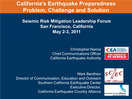 Earthquakes Threat in Southern California