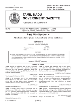 Tamil Nadu Government Gazette