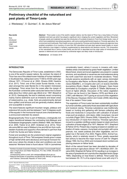 Preliminary Checklist of the Naturalised and Pest Plants of Timor-Leste