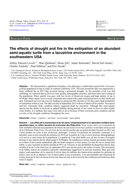 The Effects of Drought and Fire in the Extirpation of an Abundant Semi